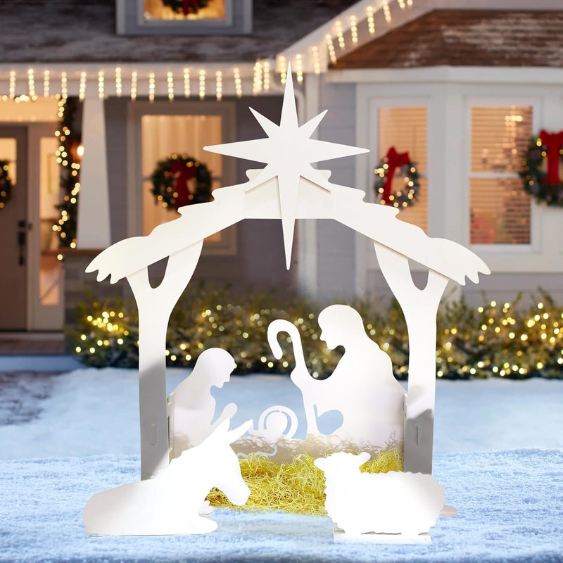 Raymean 4.5FT Outdoor Nativity Scene, Weatherproof Yard Nativity Set for Christmas Outdoor Decor, Christmas Holy Family Lawn Garden Yard Decoration - Image 1